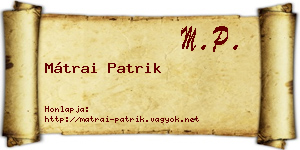 Mátrai Patrik névjegykártya
